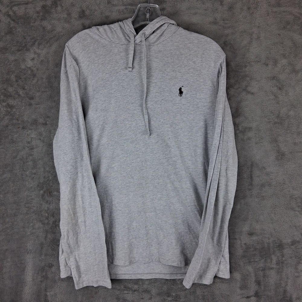 Polo Ralph Lauren Mens Gray Long Sleeve Hooded T-Shirt Hoodie Size Medium